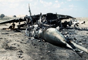 Iraqi MiG-2 destroyed by Allied forces in Operation Desert Storm. Wikimedia Commons.
